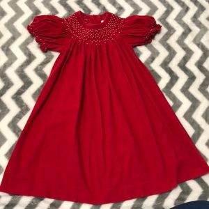 Girls seersucker red dress